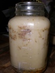 Jar of dirty pork fat