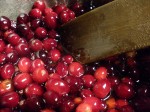 Cranberries in boiling simple syrup