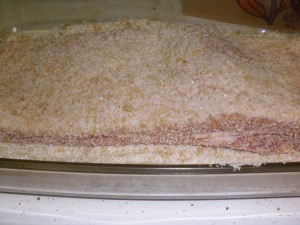 pork belly dredged in bacon salt